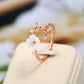 Delicate Zircon Leaf Shell Flower Adjustable Ring For Women Ladies Girls Rose Gold Color Finger Bague Jewellry Gift