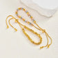 Luxury Tri Color Beaded Bracelet for Women, Gold Plated Adjustable Chain Bracelet, Unique Design Fashion Jewelry