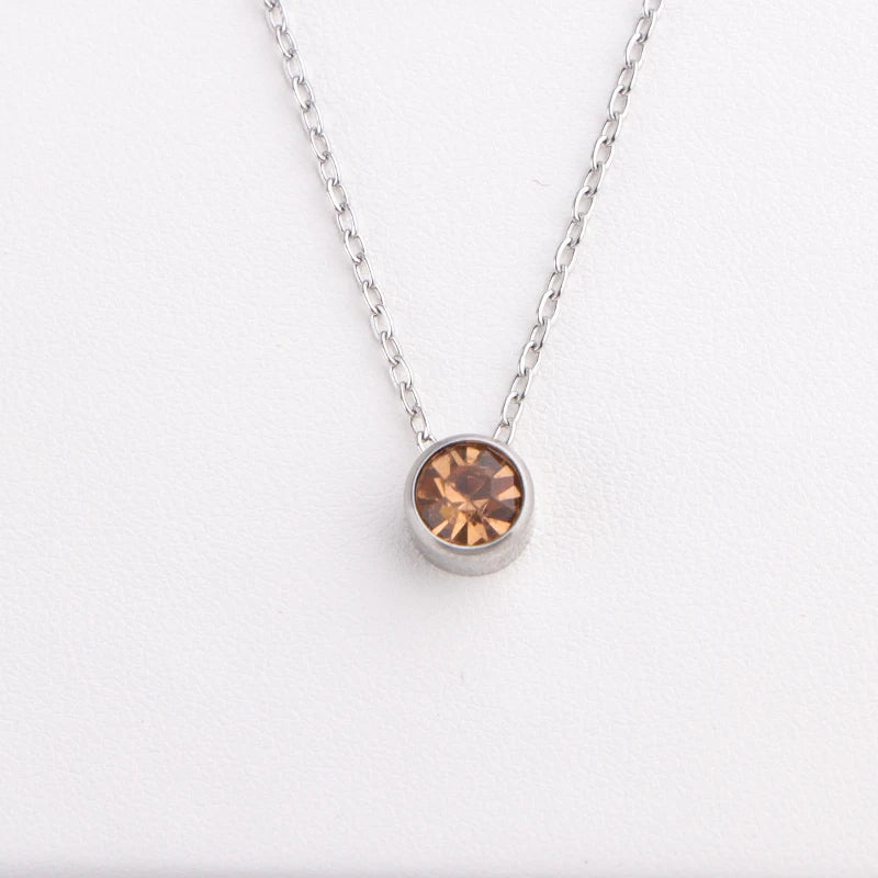 Stainless Steel 12 Birthstones Pendant Necklaces Colorful 12 Month Birthstone Charms  for Women Girls Birthday Jewelry Gift