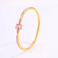 Stackable Gold Color Bangle Bracelet Set for Women - 18K Gold Plated Stainless Steel Pink Crystal Love Heart Bracelet Jewelry
