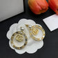 Elegant Gold Toned Round Women Earrings with Pearl and Crystal Embellishment Fashionable Jewelry Accessory
