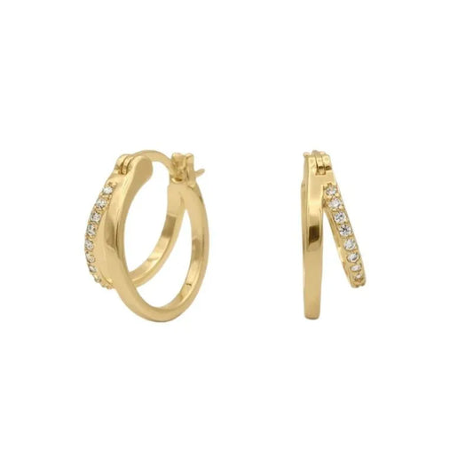Flash Diamond Double-layer Ear Buckle Women's Fashion Simple and Versatile High-end Design Earrings