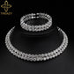 TREAZY Luxury Crystal Bridal Jewelry Sets African Rhinestone Choker Necklace Earrings Bracelet Set for Women Wedding Accessories