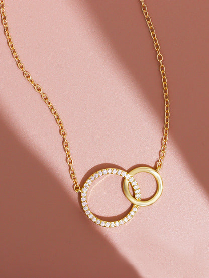 Stainless Steel Necklaces for Women Fashion Thin Chain Minimalist Dainty Double Circle Pendant Necklace on The Neck Jewelry