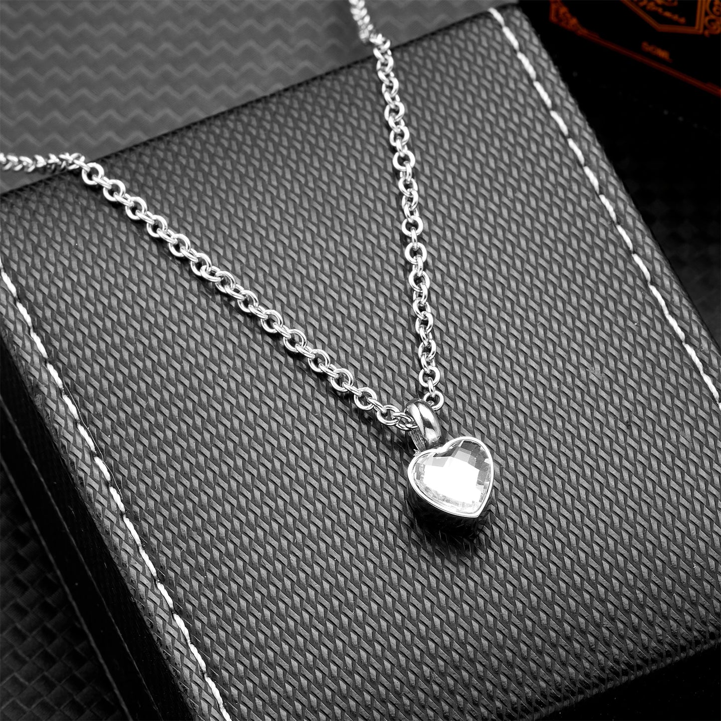 Small Heart Birthstone Cremation Necklace - Stainless Steel Memorial Urn Pendant for Human Ashes, Keepsake Jewelry