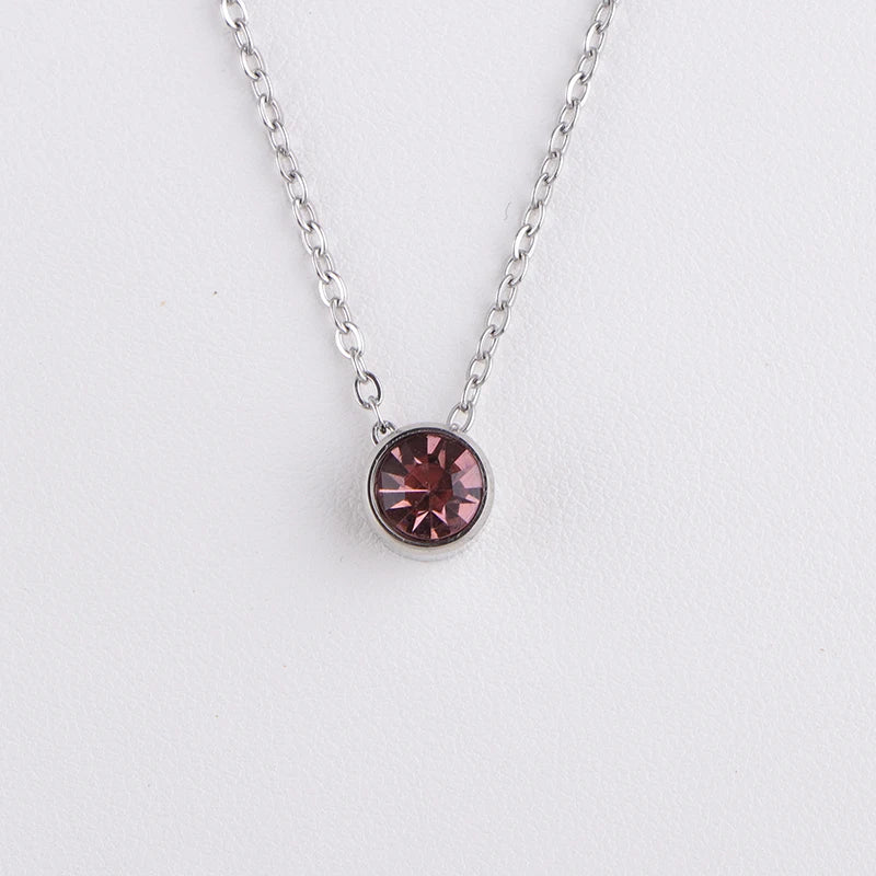 Stainless Steel 12 Birthstones Pendant Necklaces Colorful 12 Month Birthstone Charms  for Women Girls Birthday Jewelry Gift
