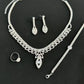 New hollow leaf necklace, earrings, bracelet, ring, four piece set, bridal wedding rhinestone accessories