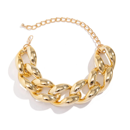 DIEZI Exaggerated CCB Big Chain Chunky Necklace For Women Party Gift Simple Fashion Plastic Statement Choker Necklace Jewelry