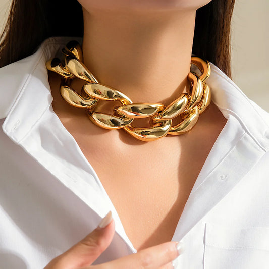 DIEZI Exaggerated CCB Big Chain Chunky Necklace For Women Party Gift Simple Fashion Plastic Statement Choker Necklace Jewelry