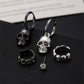 5Pcs/Set Simple Halloween Black Silver Color Skull Drop Earrings Punk Skeleton No Piercing Ear Clip For Women Men Gothic Jewelry