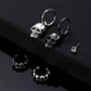 5Pcs/Set Simple Halloween Black Silver Color Skull Drop Earrings Punk Skeleton No Piercing Ear Clip For Women Men Gothic Jewelry