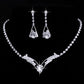Luxury Rhinestone Geometric Bridal Necklace Earrings Set For Women Dainty Elegant Waterdrop Crystal Wedding Banquet Jewelry Set