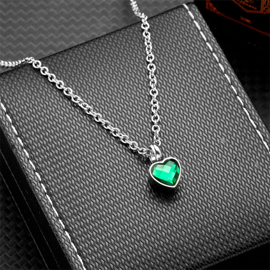 Small Heart Birthstone Cremation Necklace - Stainless Steel Memorial Urn Pendant for Human Ashes, Keepsake Jewelry