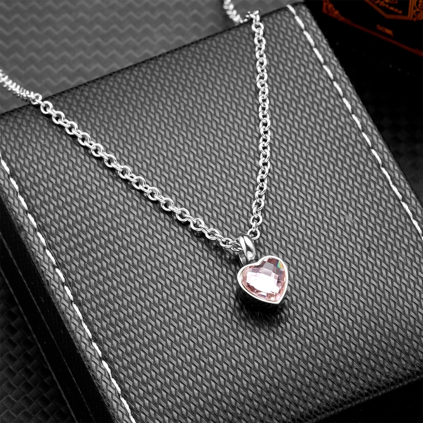 Small Heart Birthstone Cremation Necklace - Stainless Steel Memorial Urn Pendant for Human Ashes, Keepsake Jewelry