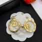 Elegant Gold Toned Round Women Earrings with Pearl and Crystal Embellishment Fashionable Jewelry Accessory