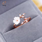 Delicate Zircon Leaf Shell Flower Adjustable Ring For Women Ladies Girls Rose Gold Color Finger Bague Jewellry Gift